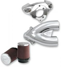 S&S Tuned Induction 2-1 Air Cleaner For 4 1/8''-Bore Efi Chrome/Red Air
