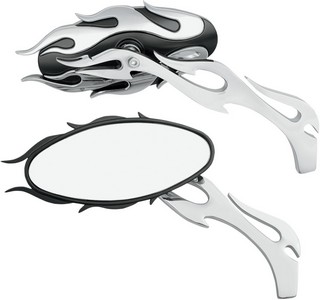 Drag Specialties Mirror Kit Flame Oval W/ Flame Stems Chrome/Black Mir i gruppen Reservdelar & Tillbehr / Styren & Tillbehr / Backspeglar & Tillbehr / Backspeglar hos Blixt&Dunder AB (06400483)