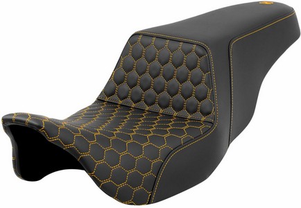 Saddlemen Seat Step Up Hc Gold Stitch Seat Step Up Flt 08-Up - Hc - i gruppen Reservdelar & Tillbehr / Ram och chassidelar / Sadlar / Sadlar Touring hos Blixt&Dunder AB (08011569)