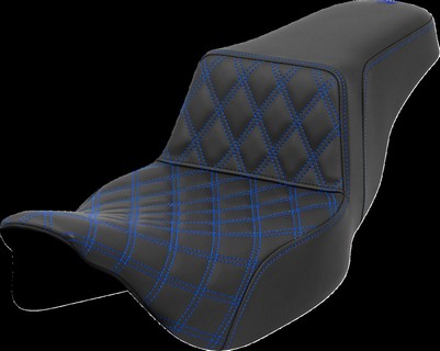 Saddlemen Step-Up Seat - Front Lattice Stitch - Blue Stitch - Extended i gruppen Reservdelar & Tillbehr / Ram och chassidelar / Sadlar / Sadlar Touring hos Blixt&Dunder AB (08011576)