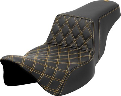 Saddlemen Step-Up Seat - Front Lattice Stitch - Gold Stitch - Extended i gruppen Reservdelar & Tillbehr / Ram och chassidelar / Sadlar / Sadlar Touring hos Blixt&Dunder AB (08011577)