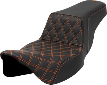 Saddlemen Step-Up Seat - Front Lattice Stitch - Orange Stitch - Extend i gruppen Reservdelar & Tillbehr / Ram och chassidelar / Sadlar / Sadlar Touring hos Blixt&Dunder AB (08011579)