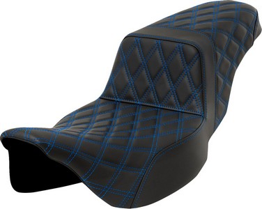 Saddlemen Step-Up Seat - Lattice Stitch - Blue Stitch - Extended Reach i gruppen Reservdelar & Tillbehr / Ram och chassidelar / Sadlar / Sadlar Touring hos Blixt&Dunder AB (08011599)