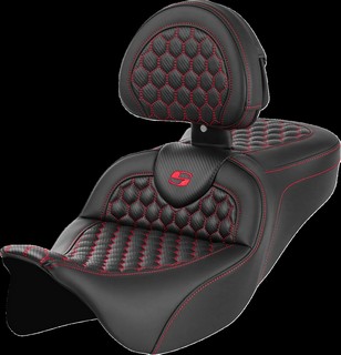 Saddlemen Roadsofa? Seat - Honeycomb - Red Stitch - With Backrest Se i gruppen Reservdelar & Tillbehr / Ram och chassidelar / Sadlar / Sadlar Touring hos Blixt&Dunder AB (08011643)