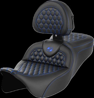 Saddlemen Roadsofa? Seat - Honeycomb - Blue Stitch - With Backrest S i gruppen Reservdelar & Tillbehr / Ram och chassidelar / Sadlar / Sadlar Touring hos Blixt&Dunder AB (08011644)