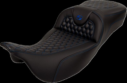 Saddlemen Roadsofa? Seat - Honeycomb - Blue Stitch - Without Backres i gruppen Reservdelar & Tillbehr / Ram och chassidelar / Sadlar / Sadlar Touring hos Blixt&Dunder AB (08011648)
