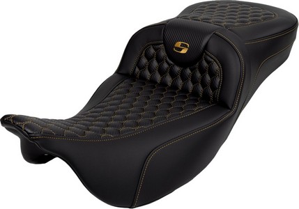 Saddlemen Roadsofa? Seat - Honeycomb - Gold Stitch - Without Backres i gruppen Reservdelar & Tillbehr / Ram och chassidelar / Sadlar / Sadlar Touring hos Blixt&Dunder AB (08011650)