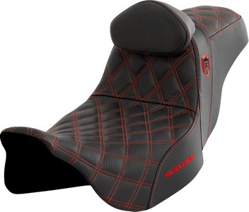 Saddlemen Pro Series Sdc Performance Seat - With Backrest - Red Stitch i gruppen Reservdelar & Tillbehr / Ram och chassidelar / Sadlar / Sadlar Touring hos Blixt&Dunder AB (08011665)