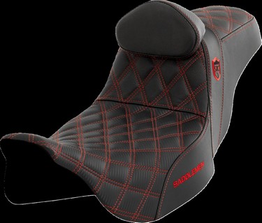Saddlemen Pro Series Sdc Performance Seat - With Backrest - Red Stitch i gruppen Reservdelar & Tillbehr / Ram och chassidelar / Sadlar / Sadlar Touring hos Blixt&Dunder AB (08011665)