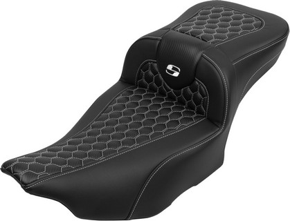 Saddlemen Roadsofa? Seat - With Backrest - White Stitch - Extended S i gruppen Reservdelar & Tillbehr / Ram och chassidelar / Sadlar / Sadlar Touring hos Blixt&Dunder AB (08011768)