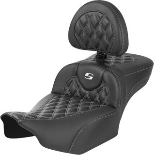 Saddlemen Roadsofa�?� Seat - With Backrest - Carbon Fiber - White Stit i gruppen  hos Blixt&Dunder AB (08011808)