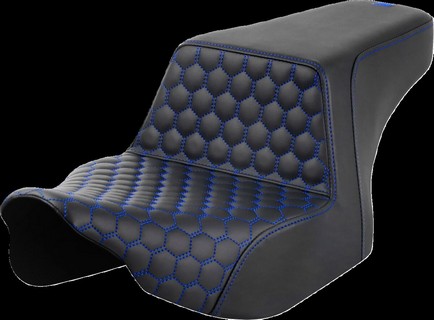 Saddlemen Step-Up Seat - Front Honeycomb - Blue Stitching Seat Step Up i gruppen Reservdelar & Tillbehr / Ram och chassidelar / Sadlar / Sadlar Touring hos Blixt&Dunder AB (08011825)