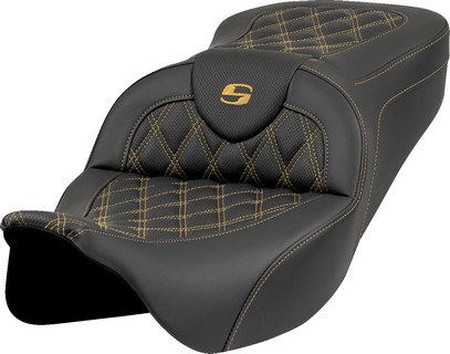 Saddlemen Roadsofa? Seat - Lattice Stitch - Gold Stitch - W/O Backre i gruppen Reservdelar & Tillbehr / Ram och chassidelar / Sadlar / Sadlar Touring hos Blixt&Dunder AB (08011988)