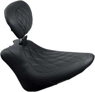 Mustang Seat Solo Wide Touring Diamond Stitched With Backrest Seat Wid i gruppen Reservdelar & Tillbehr / Ram och chassidelar / Sadlar / Sadlar Softail hos Blixt&Dunder AB (08020941)