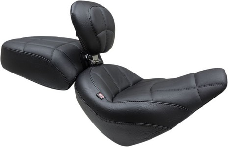 Mustang Seat Solo Tour W/Backrest Trapezoid Stitch Black Seat Solo Tou i gruppen Reservdelar & Tillbehr / Ram och chassidelar / Sadlar / Sadlar Softail hos Blixt&Dunder AB (08021083)