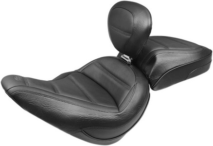 Mustang Seat Solo Tour W/Backrest Trapezoid Stitch Black Seat Solo Tou i gruppen Reservdelar & Tillbehr / Ram och chassidelar / Sadlar / Sadlar Softail hos Blixt&Dunder AB (08021116)