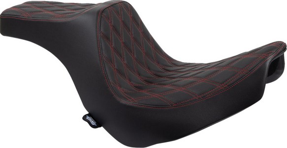 Drag Specialties Predator Iii Seat - Double Diamond - Black W/ Red Sti i gruppen  hos Blixt&Dunder AB (08021492)