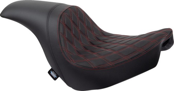 Drag Specialties Predator Seat - Double Diamond W/ Red Sitching - Viny i gruppen  hos Blixt&Dunder AB (08021519)