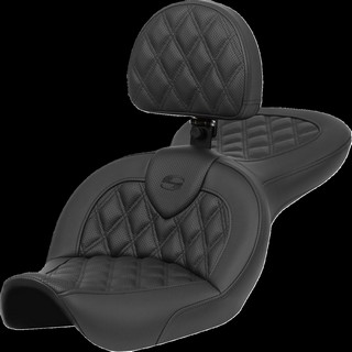 Saddlemen Explorer? Road Sofa Seat - With Backrest - Lattice Stitch i gruppen Reservdelar & Tillbehr / Ram och chassidelar / Sadlar / Sadlar Dyna (FXD) hos Blixt&Dunder AB (08030722)