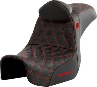 Saddlemen Pro Series Sdc Performance Seat - With Backrest - Red Stitch i gruppen Reservdelar & Tillbehr / Ram och chassidelar / Sadlar / Sadlar Dyna (FXD) hos Blixt&Dunder AB (08030737)