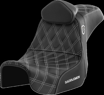 Saddlemen Pro Series Sdc Performance Seat - With Backrest - White Stit i gruppen Reservdelar & Tillbehr / Ram och chassidelar / Sadlar / Sadlar Dyna (FXD) hos Blixt&Dunder AB (08030738)