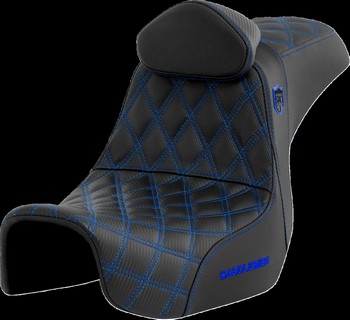 Saddlemen Pro Series Sdc Performance Seat - With Backrest - Blue Stitc i gruppen Reservdelar & Tillbehr / Ram och chassidelar / Sadlar / Sadlar Dyna (FXD) hos Blixt&Dunder AB (08030740)
