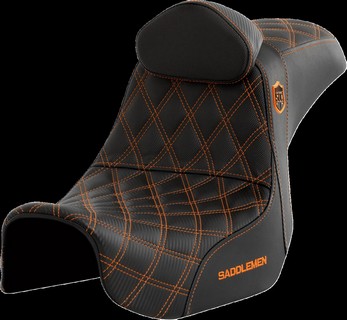 Saddlemen Pro Series Sdc Performance Seat - With Backrest - Orange Sti i gruppen Reservdelar & Tillbehr / Ram och chassidelar / Sadlar / Sadlar Dyna (FXD) hos Blixt&Dunder AB (08030741)
