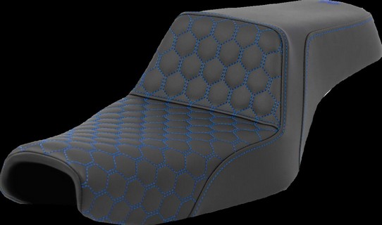 Saddlemen Step-Up Seat - Honeycomb - Blue Stitching Seat Step Up Hc Bl i gruppen Reservdelar & Tillbehr / Ram och chassidelar / Sadlar / Sadlar Sportster hos Blixt&Dunder AB (08040807)