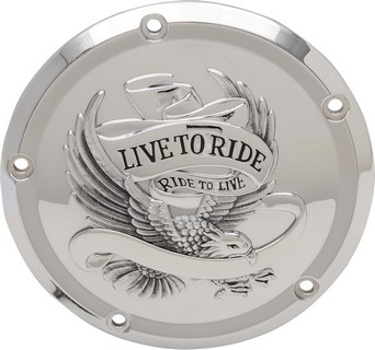 Drag Specialties Cover Derby 5-Hole Live To Ride Chrome Cover Drby Ltr i gruppen Reservdelar & Tillbehr / Vxellda & transmission / Transkpa / Derby-lock hos Blixt&Dunder AB (11070554)