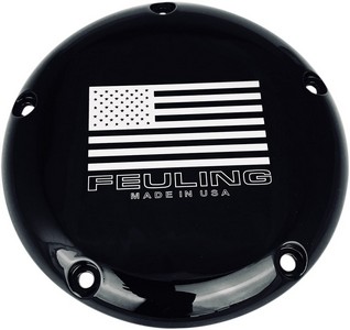 Feuling Derby Cover American Flag 5-Hole Black For Twin Cam Cover Dby i gruppen Reservdelar & Tillbehr / Motordelar  / Motordelar Twin Cam / Bottendel Twin Cam / Kam/Delar Twin Cam hos Blixt&Dunder AB (11070614)