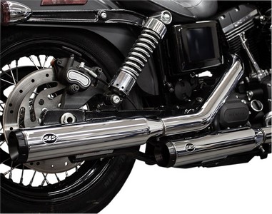 S&S Muffler Slip-On Straggered Grand National Chrome W/Black End Caps i gruppen Reservdelar & Tillbehr / Avgassystem / Ljuddmpare hos Blixt&Dunder AB (18011275)