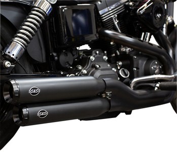 S&S Muffler Slip-On Straggered Grand National Black W/Black End Caps M i gruppen Reservdelar & Tillbehr / Avgassystem / Ljuddmpare hos Blixt&Dunder AB (18011278)