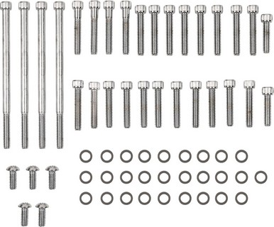 Drag Specialties Chrome Socket-Head Side Cover Bolt Kit Smooth Bolt Kt i gruppen Reservdelar & Tillbehr / Skruv- / monteringskit / Skruvkit Motor / Skruvkit Botten hos Blixt&Dunder AB (24010774)