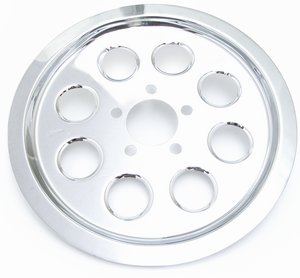 Kromad kåpa till beltdrev. Passar Dyna T/C (00-05) med 70-tänder i gruppen Reservdelar & Tillbehör / Växellåda & transmission / Drivlina / Sekundärdrivning belt / Pulley bak hos Blixt&Dunder AB (53-0095)