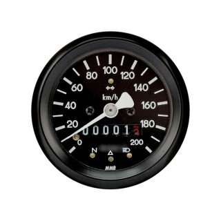 Mmb 60Mm Basic Speedometer 200Km/H, Black All Bmw 2-Valve Models i gruppen Reservdelar & Tillbehr / Mtare / Hastighetsmtare (Vajerdrivning) hos Blixt&Dunder AB (571810)
