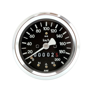 Mmb 60Mm Basic Speedometer 200Km/H, Chrome All Bmw 2-Valve Models i gruppen Reservdelar & Tillbehr / Mtare / Hastighetsmtare (Vajerdrivning) hos Blixt&Dunder AB (571812)