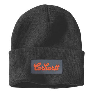 Carhartt Knit Cuffed Script Patch beanie black One size fits most 100% i gruppen Klder & Utrustning / Kepsar & Mssor / Carhartt Mssa hos Blixt&Dunder AB (706356)