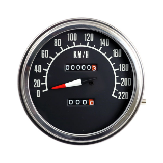 Fl Speedometer, '74-84 Face', Black. 1:1 Kmh i gruppen Reservdelar & Tillbehr / Mtare / Hastighetsmtare (Vajerdrivning) hos Blixt&Dunder AB (900830)