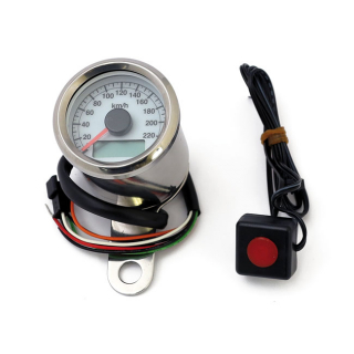 Stoker, Electronic Speedometer. 48Mm. White Face Compatible With Stock i gruppen Reservdelar & Tillbehr / Mtare / Hastighetsmtare Elektronisk hos Blixt&Dunder AB (901162)