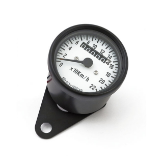 Mini Speedometer, 2:1 Khm Black With White Face Plate Most Models With i gruppen Reservdelar & Tillbehr / Mtare / Hastighetsmtare (Vajerdrivning) hos Blixt&Dunder AB (901457)