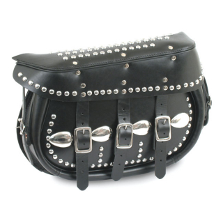 King Saddlebags, Black, Studded 36-57 Rigid B.T. With Halfmoon Bracket i gruppen Reservdelar & Tillbehr / Vskor & Tillbehr / Sadelvskor hos Blixt&Dunder AB (903026)