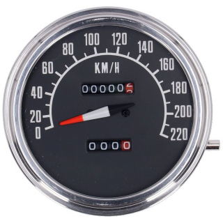 FL speedometer, ''74-84 face'', black. 2:1 kmh  With 5/8-18 threaded s i gruppen Reservdelar & Tillbehr / Mtare / Hastighetsmtare (Vajerdrivning) hos Blixt&Dunder AB (940441)