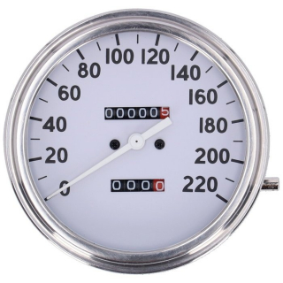 FL speedometer, ''36-40 face'', white. 1:1 kmh  With 5/8-18 threaded s i gruppen Reservdelar & Tillbehr / Mtare / Hastighetsmtare (Vajerdrivning) hos Blixt&Dunder AB (940442)