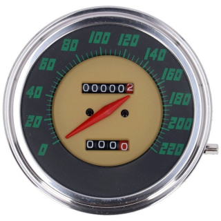 FL speedometer, ''48-61 face'', green. 2:1 kmh  With 5/8-18 threaded s i gruppen Reservdelar & Tillbehr / Mtare / Hastighetsmtare (Vajerdrivning) hos Blixt&Dunder AB (940448)