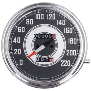 FL speedometer, ''41-45 face'', silver/black. 2:1 kmh  Modern needle/p i gruppen Reservdelar & Tillbehr / Mtare / Hastighetsmtare (Vajerdrivning) hos Blixt&Dunder AB (940452)