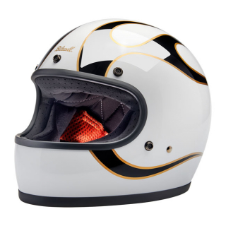 Biltwell Gringo helmet gloss white/black flames Size 2XL The Biltwell i gruppen Kläder & Utrustning / Hjälmar / Biltwell Gringo  hos Blixt&Dunder AB (982639)