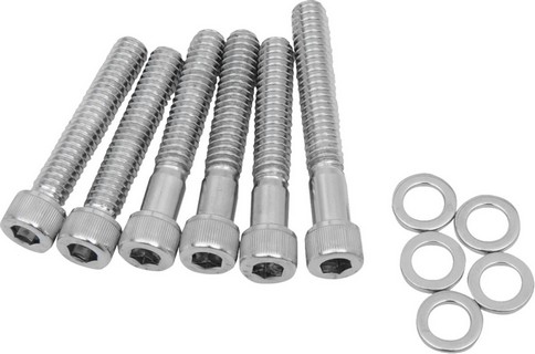 Drag Specialties Chrome Socket-Head Cam Cover Bolt Kit Knurled Sckt He i gruppen Reservdelar & Tillbehr / Skruv- / monteringskit / Skruvkit Motor / Skruvkit Botten hos Blixt&Dunder AB (DS190866)