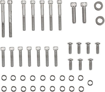 Drag Specialties Chrome Socket-Head Primary Cover Bolt Kit Knurled Knr i gruppen Reservdelar & Tillbehr / Skruv- / monteringskit / Skruvkit Trans hos Blixt&Dunder AB (DS190879)