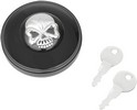 Drag Specialties Gas Cap Screw-In Locking Skull Vented Black Cap Vnt W