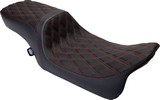 Drag Specialties Seats Seat Predator 2-Up Vinyl Dbl Diamond Red Stitch